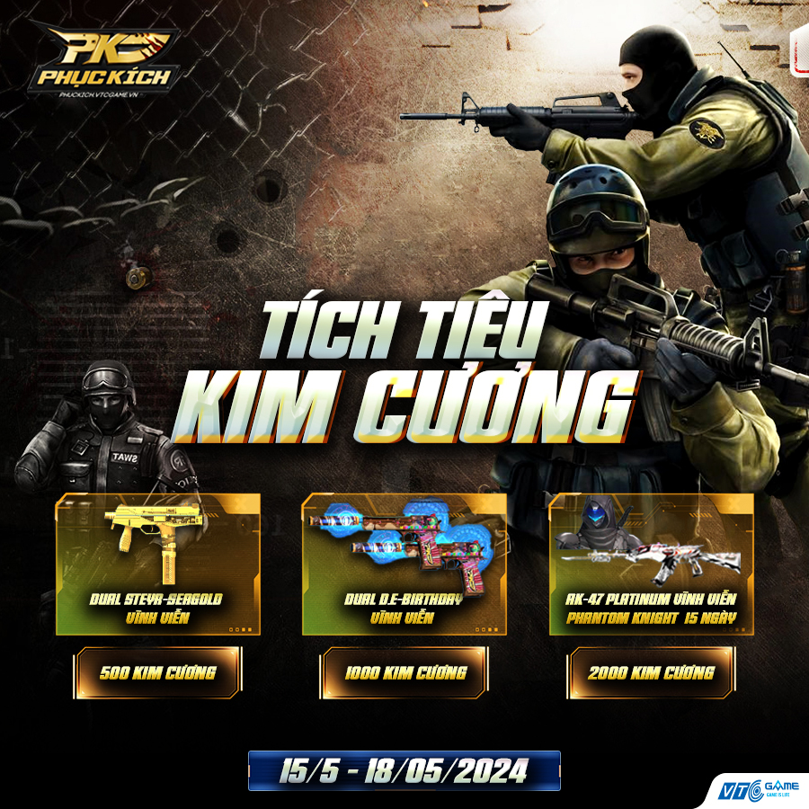 [SK] TÍCH TIÊU KIM CƯƠNG - NHẬN FULL 5 MÓN GỒM SÚNG, NHÂN VẬT VĨNH VIỄN